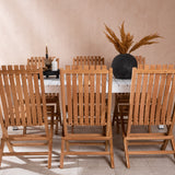 Togo - Jídelní stůl - Bílá / Teak - Allu / Teak - 200*100 _1+ Ghana - Skládací židle - Natural - Teak - _6