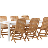 Togo - Jídelní stůl - Bílá / Teak - Allu / Teak - 200*100 _1+ Ghana - Skládací židle - Natural - Teak - _6