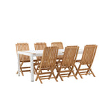 Togo - Jídelní stůl - Bílá / Teak - Allu / Teak - 200*100 _1+ Ghana - Skládací židle - Natural - Teak - _6