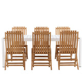 Togo - Jídelní stůl - Bílá / Teak - Allu / Teak - 200*100 _1+ Ghana - Skládací židle - Natural - Teak - _6