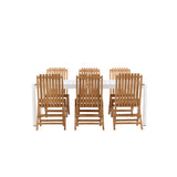Togo - Jídelní stůl - Bílá / Teak - Allu / Teak - 200*100 _1+ Ghana - Skládací židle - Natural - Teak - _6