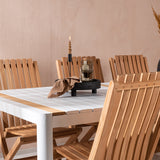 Togo - Jídelní stůl - Bílá / Teak - Allu / Teak - 200*100 _1+ Ghana - Skládací židle - Natural - Teak - _6