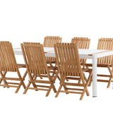 Togo - Jídelní stůl - Bílá / Teak - Allu / Teak - 200*100 _1+ Ghana - Skládací židle - Natural - Teak - _6