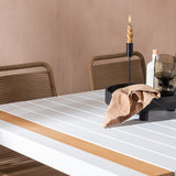 Togo - Jídelní stůl - Bílá / Teak - Allu / Teak - 200*100 _1+ Lindos Stohovací židle - Černá Alu / Latte Latte _6