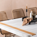 Togo - Jídelní stůl - Bílá / Teak - Allu / Teak - 200*100 _1+ Lindos - Křeslo - Black Alu / Latte Latte _6