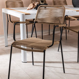 Togo - Jídelní stůl - Bílá / Teak - Allu / Teak - 200*100 _1+ Lindos - Křeslo - Black Alu / Latte Latte _6
