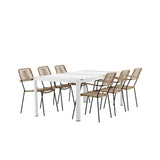 Togo - Jídelní stůl - Bílá / Teak - Allu / Teak - 200*100 _1+ Lindos - Křeslo - Black Alu / Latte Latte _6