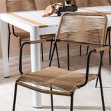 Togo - Jídelní stůl - Bílá / Teak - Allu / Teak - 200*100 _1+ Lindos - Křeslo - Black Alu / Latte Latte _6