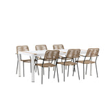Togo - Jídelní stůl - Bílá / Teak - Allu / Teak - 200*100 _1+ Lindos - Křeslo - Black Alu / Latte Latte _6