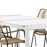 Togo - Jídelní stůl - Bílá / Teak - Allu / Teak - 200*100 _1+ Lindos - Křeslo - Black Alu / Latte Latte _6