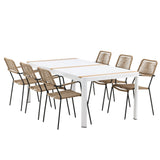 Togo - Jídelní stůl - Bílá / Teak - Allu / Teak - 200*100 _1+ Lindos - Křeslo - Black Alu / Latte Latte _6