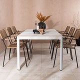 Togo - Jídelní stůl - Bílá / Teak - Allu / Teak - 200*100 _1+ Lindos - Křeslo - Black Alu / Latte Latte _6