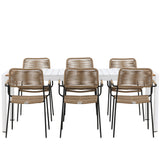 Togo - Jídelní stůl - Bílá / Teak - Allu / Teak - 200*100 _1+ Lindos - Křeslo - Black Alu / Latte Latte _6