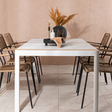 Togo - Jídelní stůl - Bílá / Teak - Allu / Teak - 200*100 _1+ Lindos - Křeslo - Black Alu / Latte Latte _6