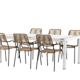 Togo - Jídelní stůl - Bílá / Teak - Allu / Teak - 200*100 _1+ Lindos - Křeslo - Black Alu / Latte Latte _6