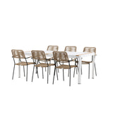 Togo - Jídelní stůl - Bílá / Teak - Allu / Teak - 200*100 _1+ Lindos - Křeslo - Black Alu / Latte Latte _6