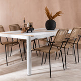 Togo - Jídelní stůl - Bílá / Teak - Allu / Teak - 200*100 _1+ Lindos - Křeslo - Black Alu / Latte Latte _6