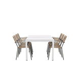 Togo - Jídelní stůl - Bílá / Teak - Allu / Teak - 200*100 _1+ Lindos - Křeslo - Black Alu / Latte Latte _6