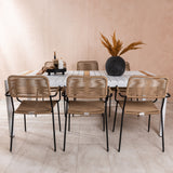 Togo - Jídelní stůl - Bílá / Teak - Allu / Teak - 200*100 _1+ Lindos - Křeslo - Black Alu / Latte Latte _6