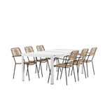 Togo - Jídelní stůl - Bílá / Teak - Allu / Teak - 200*100 _1+ Lindos - Křeslo - Black Alu / Latte Latte _6