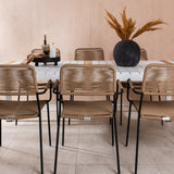 Togo - Jídelní stůl - Bílá / Teak - Allu / Teak - 200*100 _1+ Lindos - Křeslo - Black Alu / Latte Latte _6