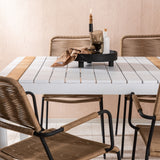 Togo - Jídelní stůl - Bílá / Teak - Allu / Teak - 200*100 _1+ Lindos - Křeslo - Black Alu / Latte Latte _6