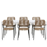 Togo - Jídelní stůl - Bílá / Teak - Allu / Teak - 200*100 _1+ Lindos - Křeslo - Black Alu / Latte Latte _6
