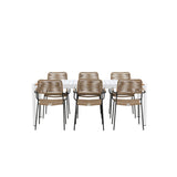 Togo - Jídelní stůl - Bílá / Teak - Allu / Teak - 200*100 _1+ Lindos - Křeslo - Black Alu / Latte Latte _6