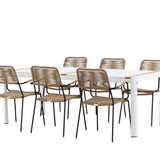 Togo - Jídelní stůl - Bílá / Teak - Allu / Teak - 200*100 _1+ Lindos - Křeslo - Black Alu / Latte Latte _6