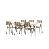 Togo - Jídelní stůl - Bílá / Teak - Allu / Teak - 200*100 _1+ Lindos - Křeslo - Black Alu / Latte Latte _6