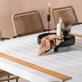 Togo - Jídelní stůl - Bílá / Teak - Allu / Teak - 200*100 _1+ Lindos - Křeslo - Black Alu / Latte Latte _6