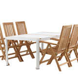 Togo - Jídelní stůl - Bílá / Teak - Allu / Teak - 200*100 _1+ Keňa 5-polohová skládací židle - Teak _6