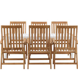 Togo - Jídelní stůl - Bílá / Teak - Allu / Teak - 200*100 _1+ Keňa 5-polohová skládací židle - Teak _6