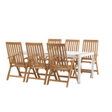 Togo - Jídelní stůl - Bílá / Teak - Allu / Teak - 200*100 _1+ Keňa 5-polohová skládací židle - Teak _6