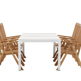 Togo - Jídelní stůl - Bílá / Teak - Allu / Teak - 200*100 _1+ Keňa 5-polohová skládací židle - Teak _6