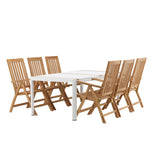 Togo - Jídelní stůl - Bílá / Teak - Allu / Teak - 200*100 _1+ Keňa 5-polohová skládací židle - Teak _6
