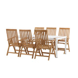 Togo - Jídelní stůl - Bílá / Teak - Allu / Teak - 200*100 _1+ Keňa 5-polohová skládací židle - Teak _6