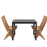 Togo - Jídelní stůl - Černá / Teak - Allu / Teak - 150*100 _1+ Ghana - Skládací židle - Natural - Teak - _4