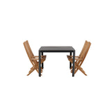 Togo - Jídelní stůl - Černá / Teak - Allu / Teak - 150*100 _1+ Ghana - Skládací židle - Natural - Teak - _4