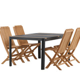 Togo - Jídelní stůl - Černá / Teak - Allu / Teak - 150*100 _1+ Ghana - Skládací židle - Natural - Teak - _4