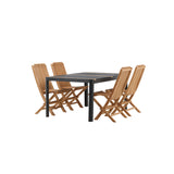 Togo - Jídelní stůl - Černá / Teak - Allu / Teak - 150*100 _1+ Ghana - Skládací židle - Natural - Teak - _4