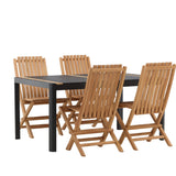 Togo - Jídelní stůl - Černá / Teak - Allu / Teak - 150*100 _1+ Ghana - Skládací židle - Natural - Teak - _4
