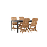 Togo - Jídelní stůl - Černá / Teak - Allu / Teak - 150*100 _1+ Ghana - Skládací židle - Natural - Teak - _4