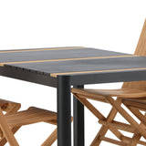 Togo - Jídelní stůl - Černá / Teak - Allu / Teak - 150*100 _1+ Ghana - Skládací židle - Natural - Teak - _4