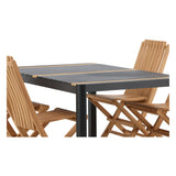 Togo - Jídelní stůl - Černá / Teak - Allu / Teak - 150*100 _1+ Ghana - Skládací židle - Natural - Teak - _4