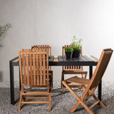 Togo - Jídelní stůl - Černá / Teak - Allu / Teak - 150*100 _1+ Ghana - Skládací židle - Natural - Teak - _4