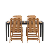 Togo - Jídelní stůl - Černá / Teak - Allu / Teak - 150*100 _1+ Ghana - Skládací židle - Natural - Teak - _4