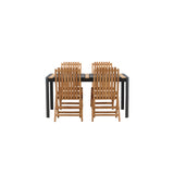Togo - Jídelní stůl - Černá / Teak - Allu / Teak - 150*100 _1+ Ghana - Skládací židle - Natural - Teak - _4