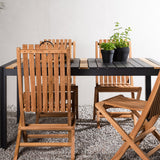 Togo - Jídelní stůl - Černá / Teak - Allu / Teak - 150*100 _1+ Ghana - Skládací židle - Natural - Teak - _4