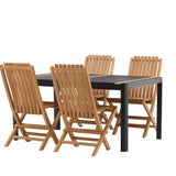 Togo - Jídelní stůl - Černá / Teak - Allu / Teak - 150*100 _1+ Ghana - Skládací židle - Natural - Teak - _4